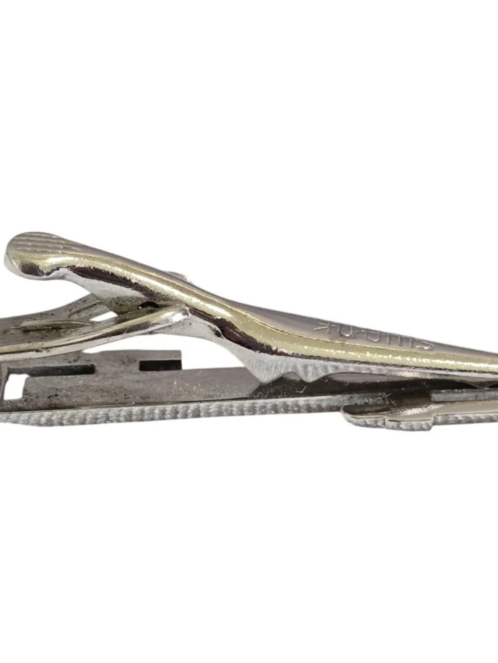 Vintage Swank Cufflinks & Tie Clip Set Silver Tone Geometric Square Shaped